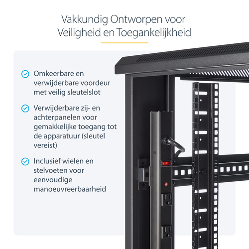 StarTech.com 42U Server Rack Cabinet - 4-Post Adjustable Depth (5.9" to 36.4") IT Network Equipment Rack Enclosure with Casters, afbeelding 9