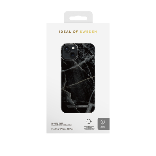 iDeal of Sweden Printed Case MagSafe iPhone 15 Plus Black Thunder Marble – image 3