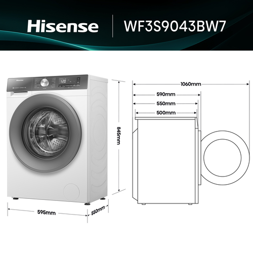 Hisense WF3S9043BW7 washing machine Front-load – image 2