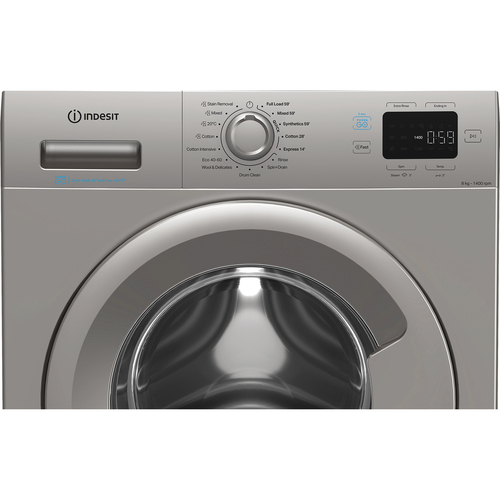 Indesit IP846SPUSHGO 8kg 1400 Spin Washing Machine in Silver A Rated P - image 5