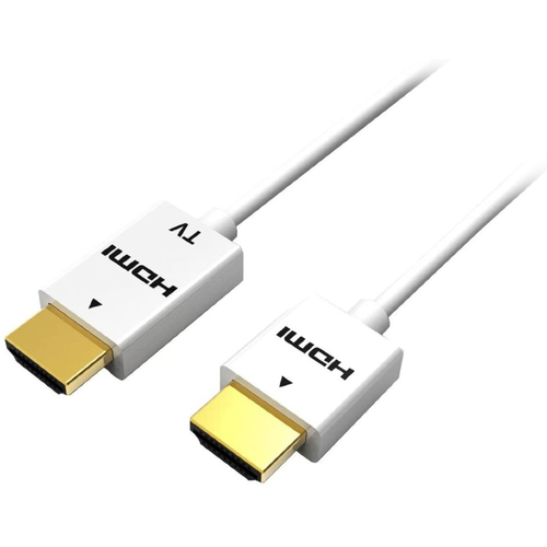 TECHLY HDMI High Speed Kabel Ultra Slim mit Ethernet AWG36 Kabel 3m weiss Stecker A auf Stecker A vergoldete Steckverbinder