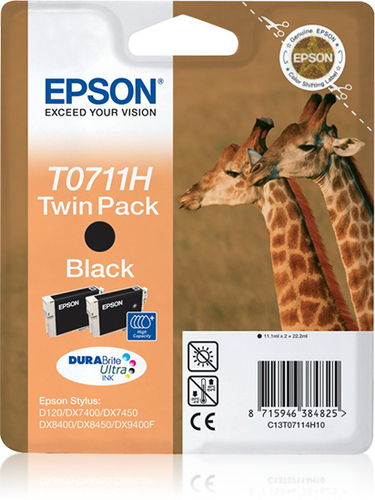 Original Epson T0711H Black Ink Cartridge Twin Pack - image 1