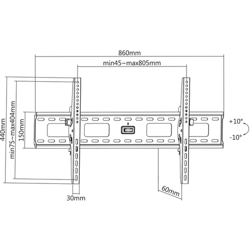 Manhattan Soporte de pared para TV/monitores (Inclinable), para pantallas de 37" a 75", Compatibilidad VESA: de 200x200 a 800x400 mm (verifique las dimensiones de los cuatro orificios de montaje traseros), carga máxima 75 kg, negro imagen 4