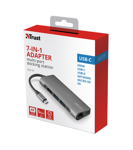 Trust 23331 laptop dock/port replicator Wired USB 3.2 Gen 1 (3.1 Gen 1) Type-C Silver – image 6