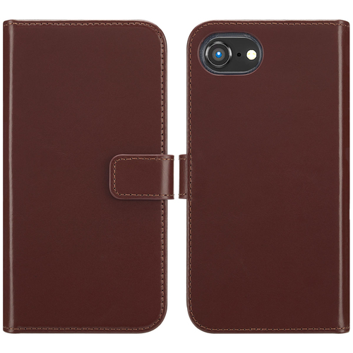 Selencia Echt Lederen Bookcase iPhone SE 4 - Bruin