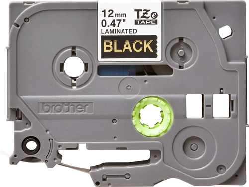 Original Brother P-Touch TZE334 12mm Gloss Tape - Gold on Black - image 2