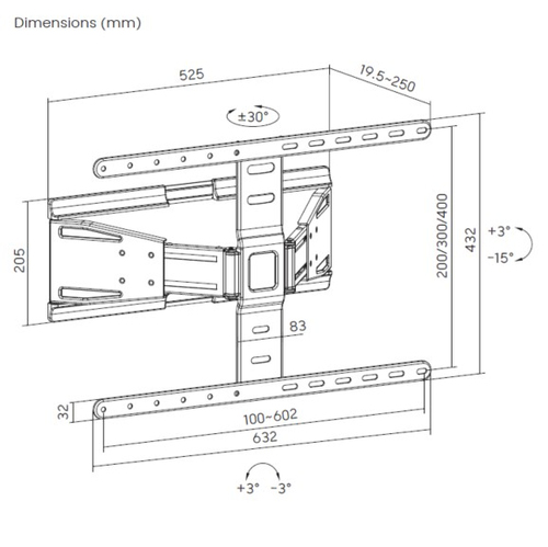 Equip wall mount 43"-90"/1TFT 50kg 1Gelenk Neigung zwart, afbeelding 5