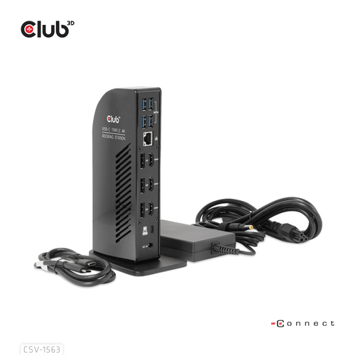 CLUB3D USB Gen2(10G) Type-C Triple 4K60Hz Display(HDMI/DP) Docking Station PD Charging with 135 Watt PS – image 2
