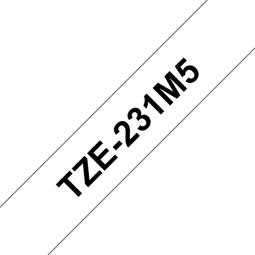 Brother P-Touch Tze Labelling Tape 12mmx8m Black/White Pack 5 TZE231M5 - image 1