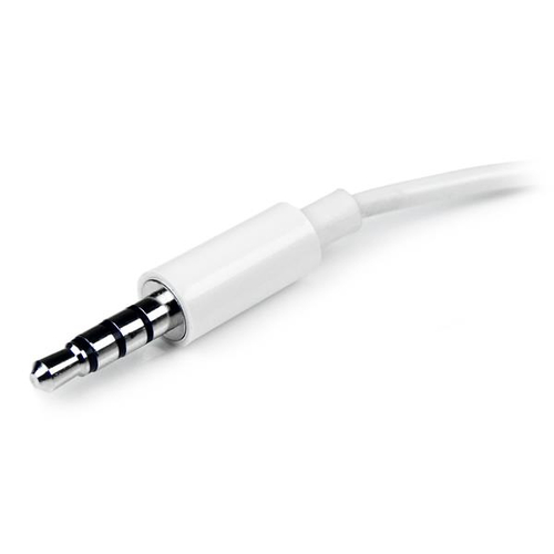 StarTech.com Adaptador de Auriculares con Micrófono Mini-Jack 3,5mm 4 pines a Conectores de Auriculares y de Micrófono - M a 2xH Blanco