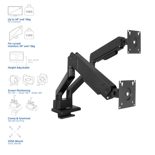 ACT AC8312 soporte para monitor 86,4 cm (34") Escritorio Negro