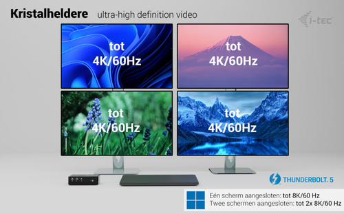I-Tec - docking station - USB-C  USB4  Thunderbolt 3  Thunderbolt 4  Thunderbolt 5 - 2 x HDMI 2 x Thunderbolt 5 - 1GbE 25GbE – Foto 9 von 11