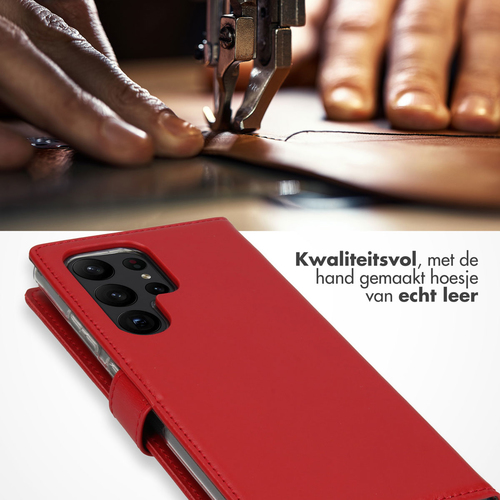 Selencia Echt Lederen Bookcase Samsung Galaxy S23 Ultra - Rood, afbeelding 2
