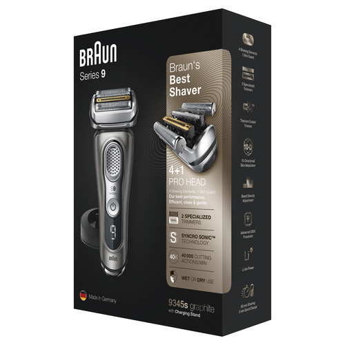 Braun Series 9 9345s Latest Generation Electric Shaver, Charging Stand, Fabric Case, Graphite – image 6