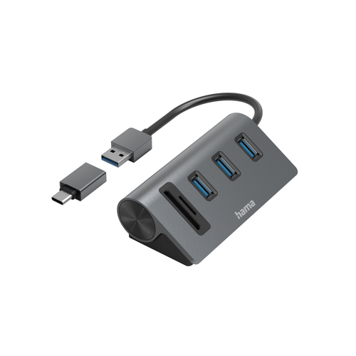 Hama 00200140 док-станция для ноутбука USB 3.2 Gen 1 (3.1 Gen 1) Type-A Антрацит, Черный