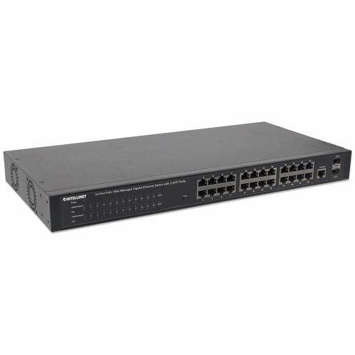 Switch INTELLINET Administrable por Web Gigabit Ethernet de 24 puertos PoE+ y 2 puertos