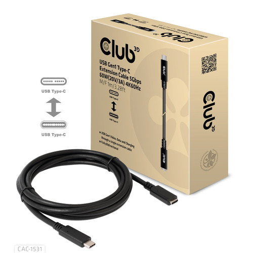 Club 3D USB-C Gen 1 verlengkabel, afbeelding 2