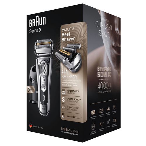 Braun Series 9 9395cc Latest Generation Electric Shaver, Clean&Charge Station, Leather Case, Chrome – image 5