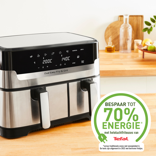 Tefal EY905D Easy Fry & Grill Dual Airfryer Grijs, afbeelding 3