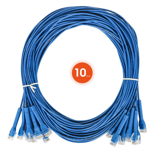 CAT6 U/UTP FLEXIBOOT SLIM NETWORK PATCH CABLE, 10 FT., BLUE, 10-PACK