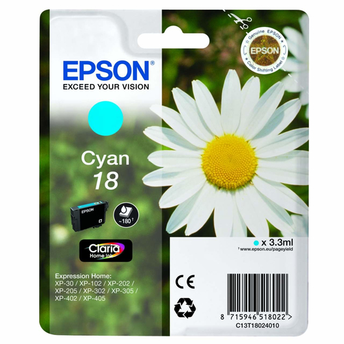 Original Epson T1802 Cyan Ink Cartridge - image 1
