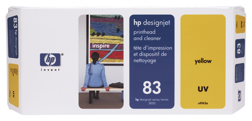 HP 83 - Amarillo - cabezal de impresión con limpiador - para DesignJet 5000 5000ps 5000ps uv 5000uv 5500 5500 uv 5500mfp 5500ps 5500ps uv - C4963A