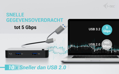 i-tec CAKVMHUB2A2C CAKVMHUB2A2C USB-hub 2 + 2 poorten USB-A USB 3.0 5 GBit/s Zwart – Foto 9 van 10