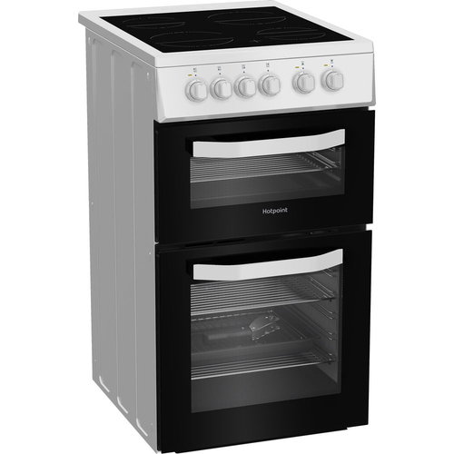 Hotpoint HTE5VCW 50cm Wide Single Oven Electric Cooker with Ceramic Hob - White - A Rated, White - image 3