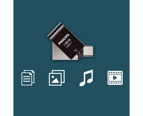 Philips FM12DC152B/00 USB flash drive 128 GB USB Type-A 3.2 Gen 1 (3.1 Gen 1) Zwart, Zilver, afbeelding 5