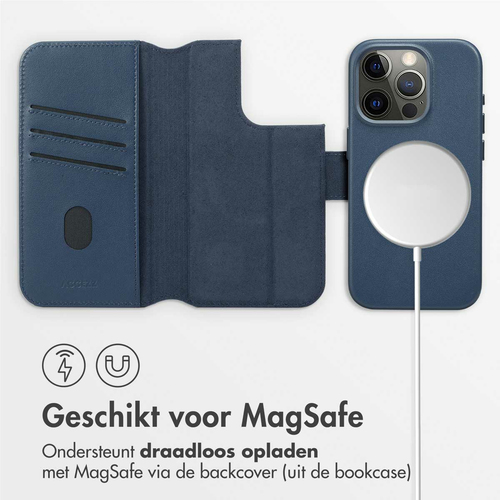 Accezz Leather Bookcase 2-in-1 met MagSafe iPhone 15 Pro - Nightfall Blue, afbeelding 3