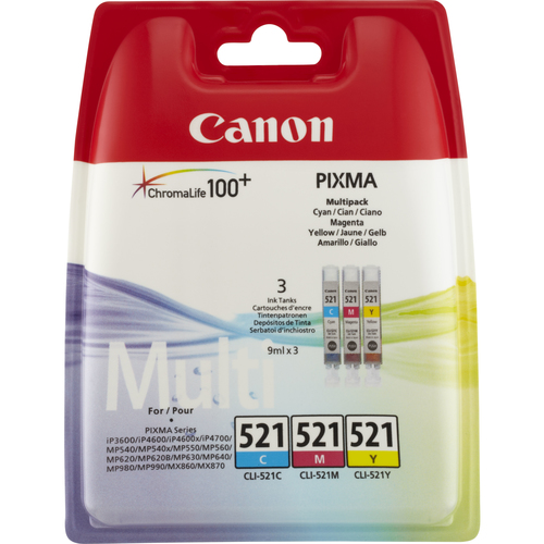 Canon Multipack de cartouches d&amp;quot;encre couleur CLI-521 C/M/Y