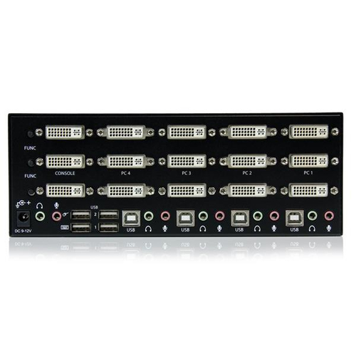 StarTech.com 4 Port Dreifach Monitor DVI USB KVM Switch mit Audio und USB 2.0 Hub - 4 Computer - WUXGA - 1920 x 1200 - 8 x