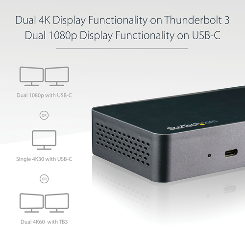 StarTech.com Thunderbolt™ 3 Dock w/ USB-C Compatibility - Dual Monitor 4K60Hz DisplayPort Laptop Docking Station – image 8
