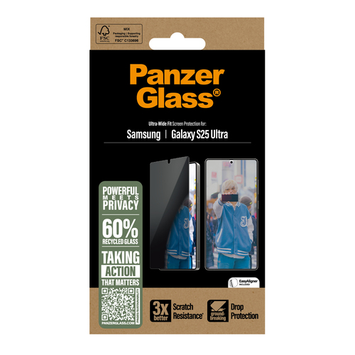 PanzerGlass Ultra-Wide Fit Samsung Galaxy S25 Ultra Privacy Screenprotector Glas, afbeelding 3