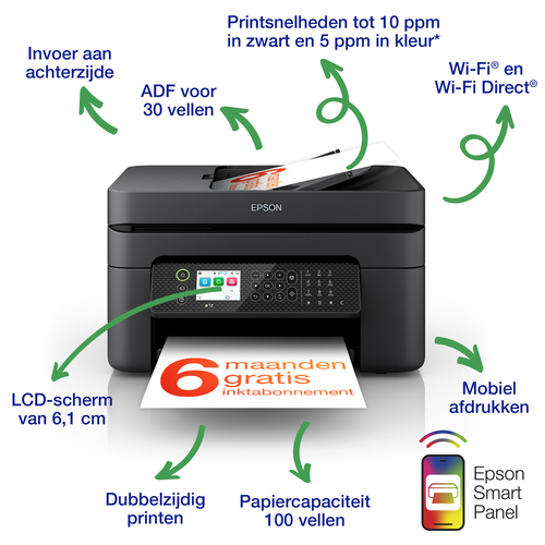 Epson Workforce WF-2950DWF All-in-one inkjet printer Zwart, afbeelding 3