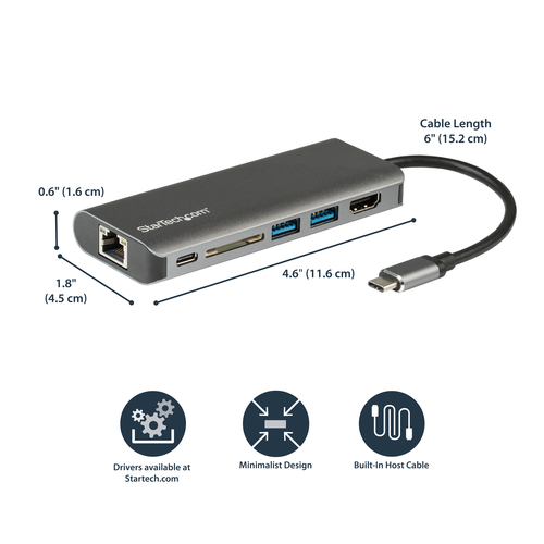 StarTech.com USB C Multiport Adapter - USB-C Travel Dock to 4K HDMI, 3x USB 3.0 Hub, SD/SDHC, GbE – image 9
