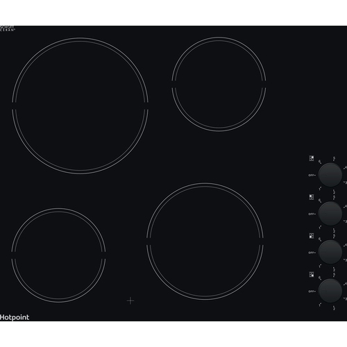 Hotpoint HR620RH 60cm 4 Zone Frameless Ceramic Hob Black Side Controls - image 1