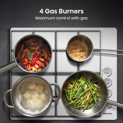 Hisense GM642XHS 60cm Gas Hob - Stainless Steel - image 2