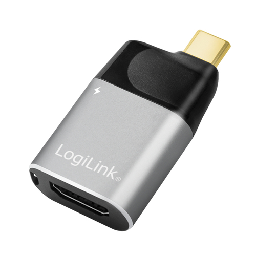 Product image: LogiLink USB 3.2 Gen2 Type-C adapter, C/M to HDMI-A+USB-C, 4K, PD, alu, black/grey