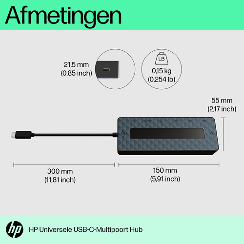 HP Universal USB-C Multiport Hub USB Hub Zwart – Photo 11 sur 11