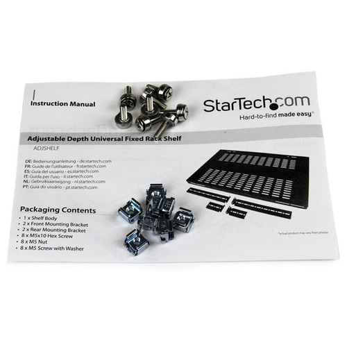 StarTech.com 19" Schwerlast Fachboden tiefenverstellbar für Serverschrank mit Lüftungsschlitzen - 80 kg Static/Stationary 