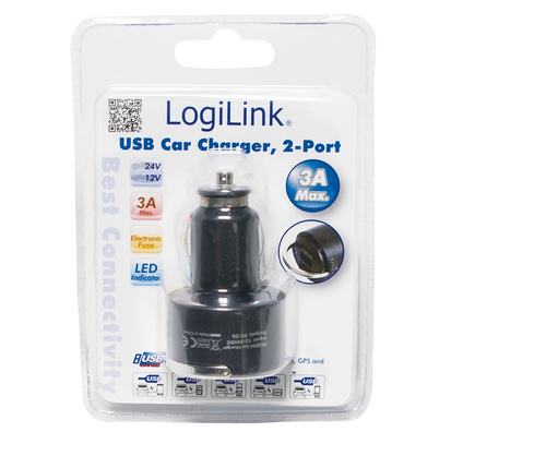 Car Charger LogiLink USB 2-Port Input 12-24V Outp 5V 2100m, afbeelding 3