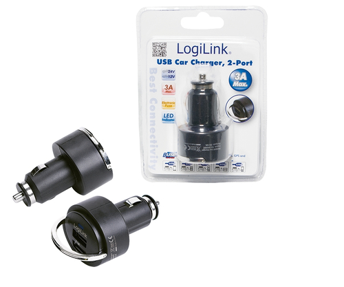 Car Charger LogiLink USB 2-Port Input 12-24V Outp 5V 2100m
