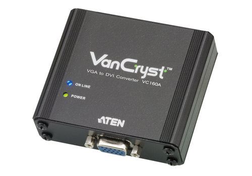 THE VC160A IS A VGA-TO-DVI CONVERTER THAT LETS YOU VIEW VGA SOURCE DATA IN DVI O