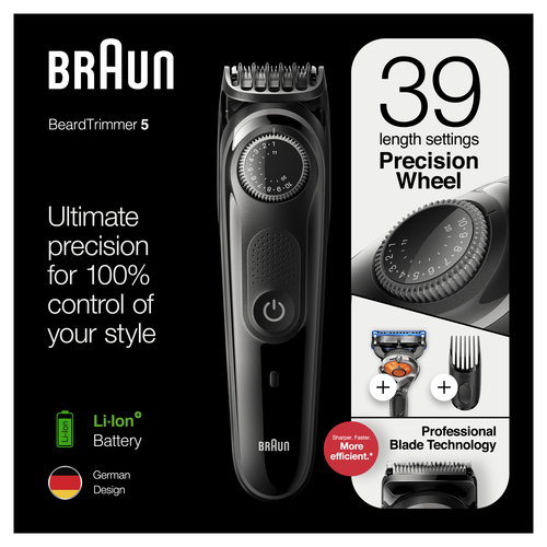 Braun Beard Trimmer BT5242 Men Trimmer & Hair Clipper, 39 Length Settings, Black/Grey – image 8