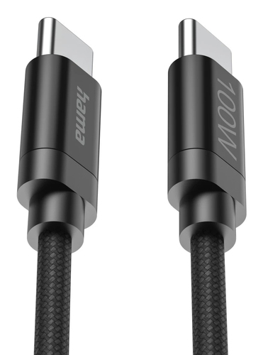 Hama Fabric USB-C - USB-C 100W 3 m nylon Oplader Zwart, afbeelding 4