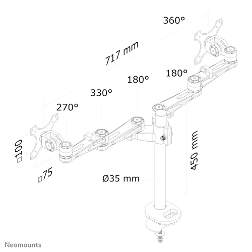 Neomounts FPMA-D935DG - Monitor arm 2 schermen, afbeelding 6
