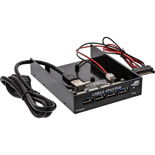 InLine 4-port USB 3.0 panel hub for 3,5" floppy slot, black