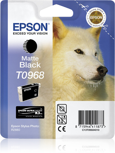 Epson T0968 Husky Matte Black Standard Capacity Ink Cartridge 11ml - C13T09684010