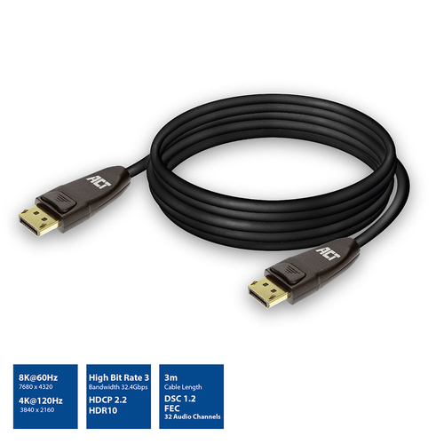 ACT AC4074 DisplayPort кабель 3 m Черный